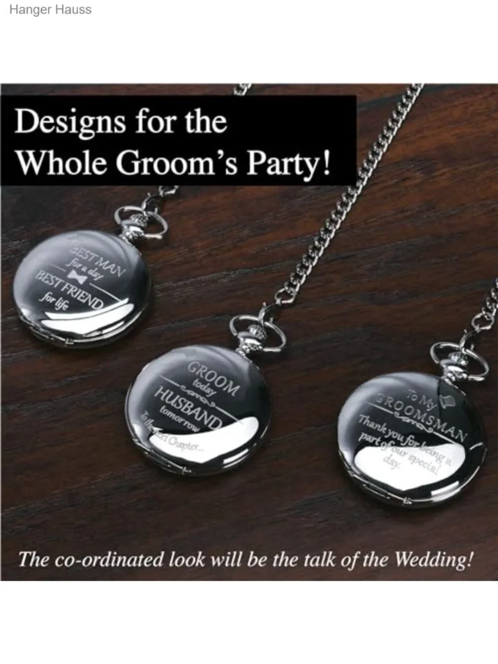 Wedding Pocket Watch Groomsman Gift Engraved Stainless Steel